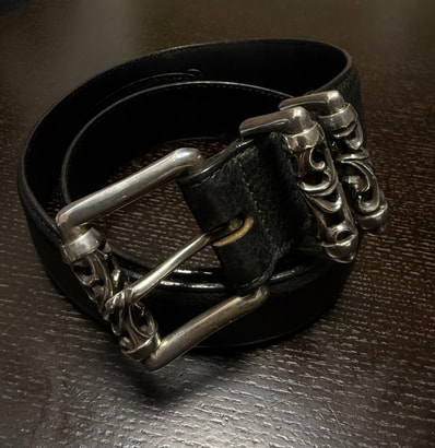 Chrome Hearts 3PC 1.5 Roller Leather Belt "Black/Silver"