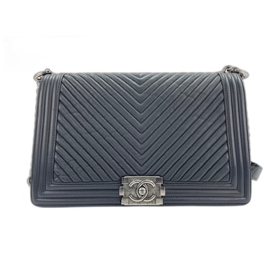 シャネル CHANEL ラムスキン ボーイシャネルラージ ショルダーバッグ【中古】