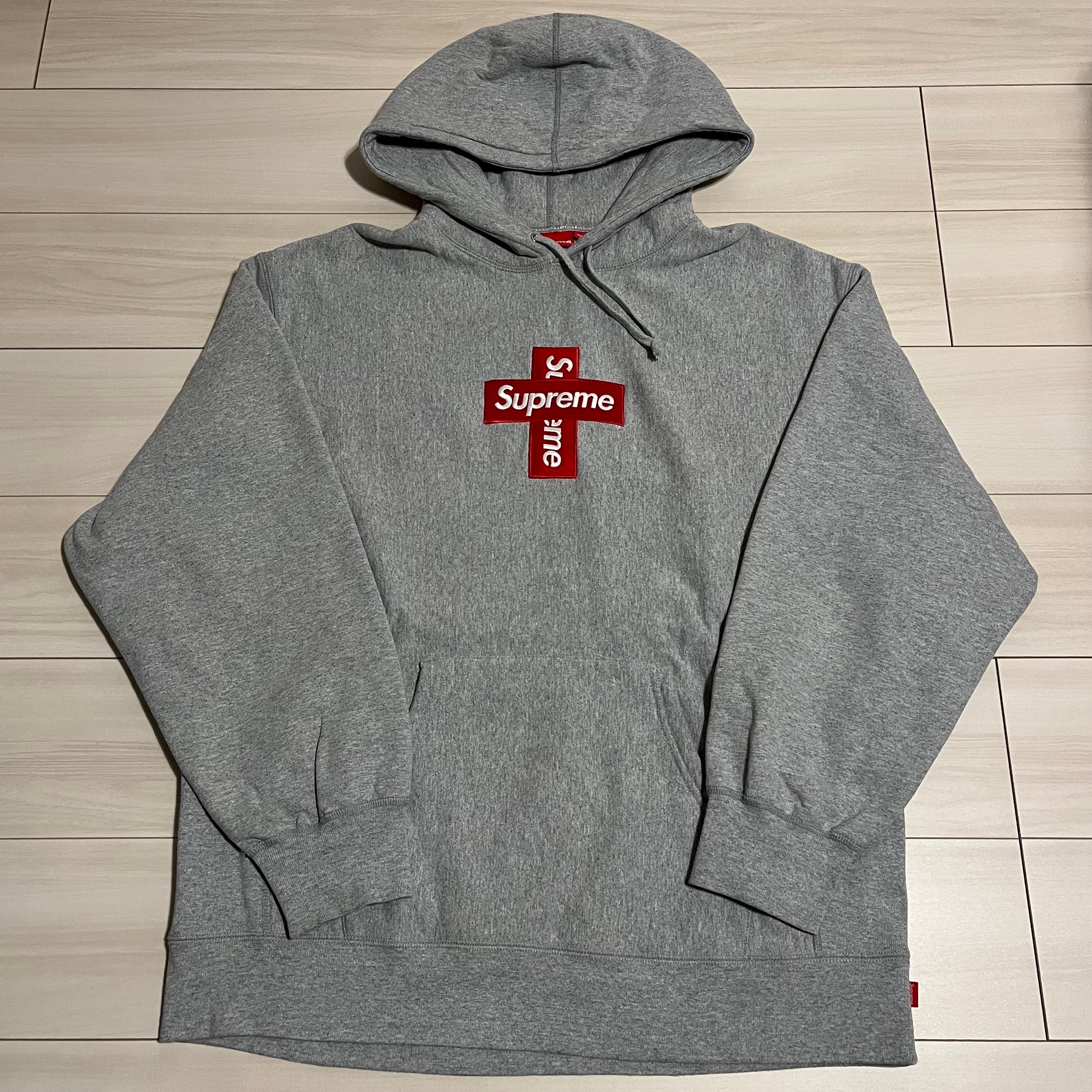 Supreme Cross Box Logo Hooded Sweatshirt "Grey"