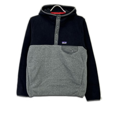 パタゴニア ブラック×グレー SYNCHILLA ハーフボタン プルオーバーフリース パーカー XS