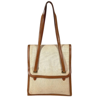 エルメス HERMES フラップ ヴィンテージ カバン 肩掛け トートバック ハンドバッグ ショルダーバッグ レザー/キャンバス I〇刻 ベージュ
