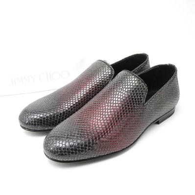 ■未使用品■JIMMY CHOO ジミーチュウ ローファー サイズ39 スリッポン ヴァンプ ローファー パイソン柄 イタリア製 20250515/RA4789