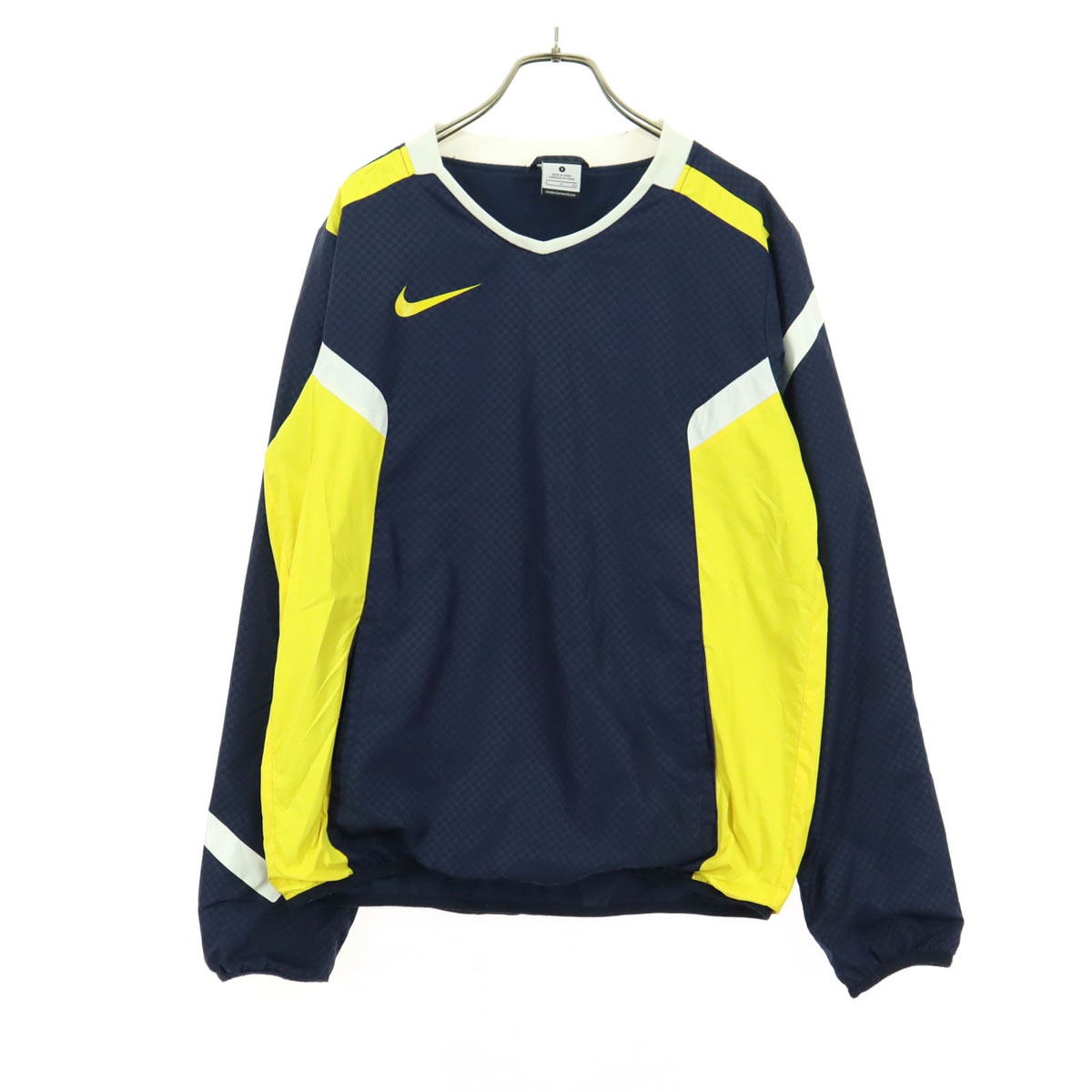 NIKE ナイキ マルチカラー ワンポイントロゴ 長袖 Vネック ピステ S ネイビー