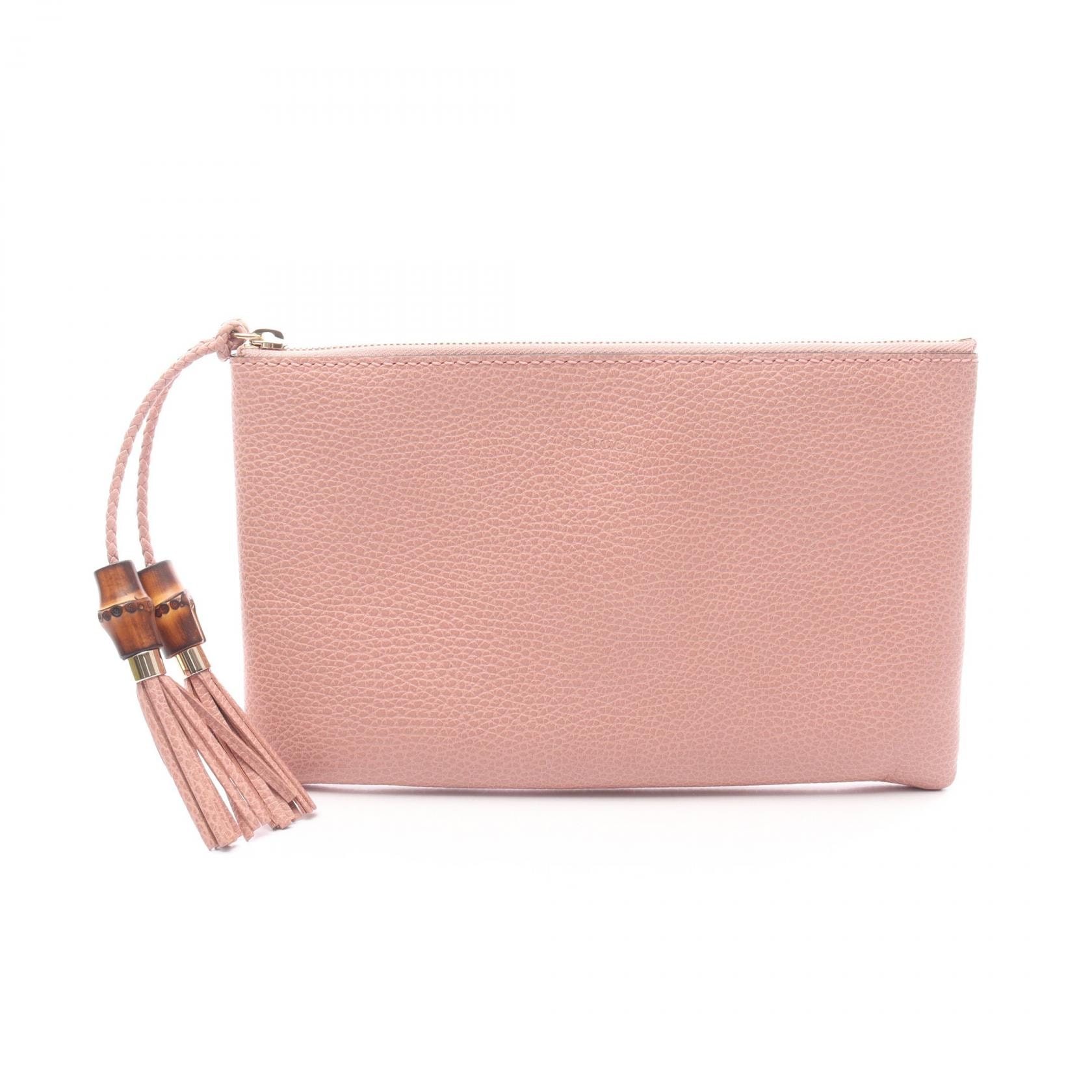 グッチ GUCCI バンブー セカンドバッグ クラッチバッグ バッグ レザー レディース ピンク系 449652 【中古】
