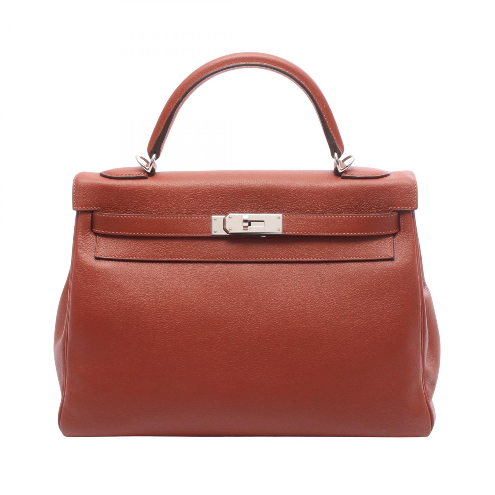 エルメス HERMES ケリー32 ヴェルソ ブリック ディープブルー 内縫い 2WAY ハンドバッグ バッグ レザー エバーカラー ブリック Y刻印(2020年製造) レディース ブラウン系 【中古】