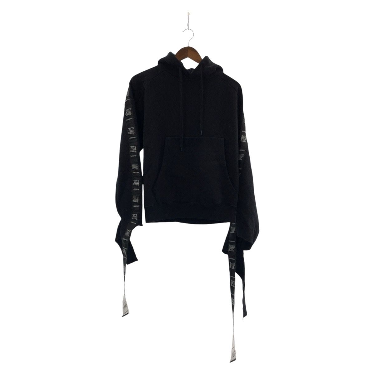 美品 VETEMENTS ヴェトモン テーピング パーカー アシンメトリー サイズXS ブラック 黒 コットン /ポリエステル パーカー フーディ レディース 503704 【中古】