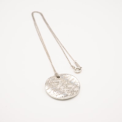 美品 TIFFANY&Co. ティファニー ノーツ ラウンド プレート ネックレス AG925 - ネックレス シルバー シルバー レディース