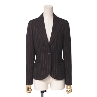 ■美品■RALPH LAUREN ラルフローレン テーラードジャケット サイズ7 ウール ストライプ ブレザー ブラウン ブランド古着【中古】20250507/RA4598