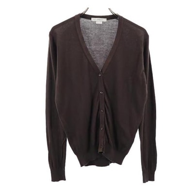 JOHN SMEDLEY ジョンスメドレー 英国製 長袖 Vネック コットンニット カーディガン XS ブラウン