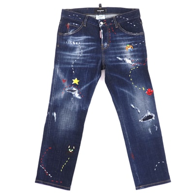 美品 ディースクエアード デニムパンツ インディゴブルー レディース 36 S75LB0830
