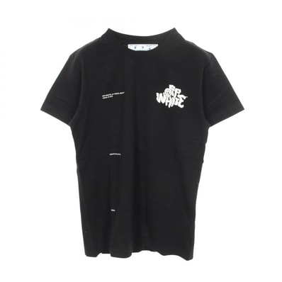 オフホワイト OFF-WHITE ロゴプリント 半袖Tシャツ 衣料品 トップス コットン メンズ ブラック系 【中古】