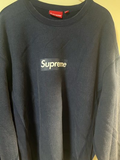 Supreme Washed Box Logo Crewneck "Navy"
