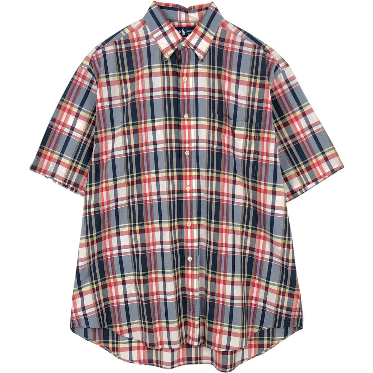 古着 ラルフローレン Ralph Lauren BLAKE 半袖 ボタンダウン チェックシャツ メンズL相当/eaa623615