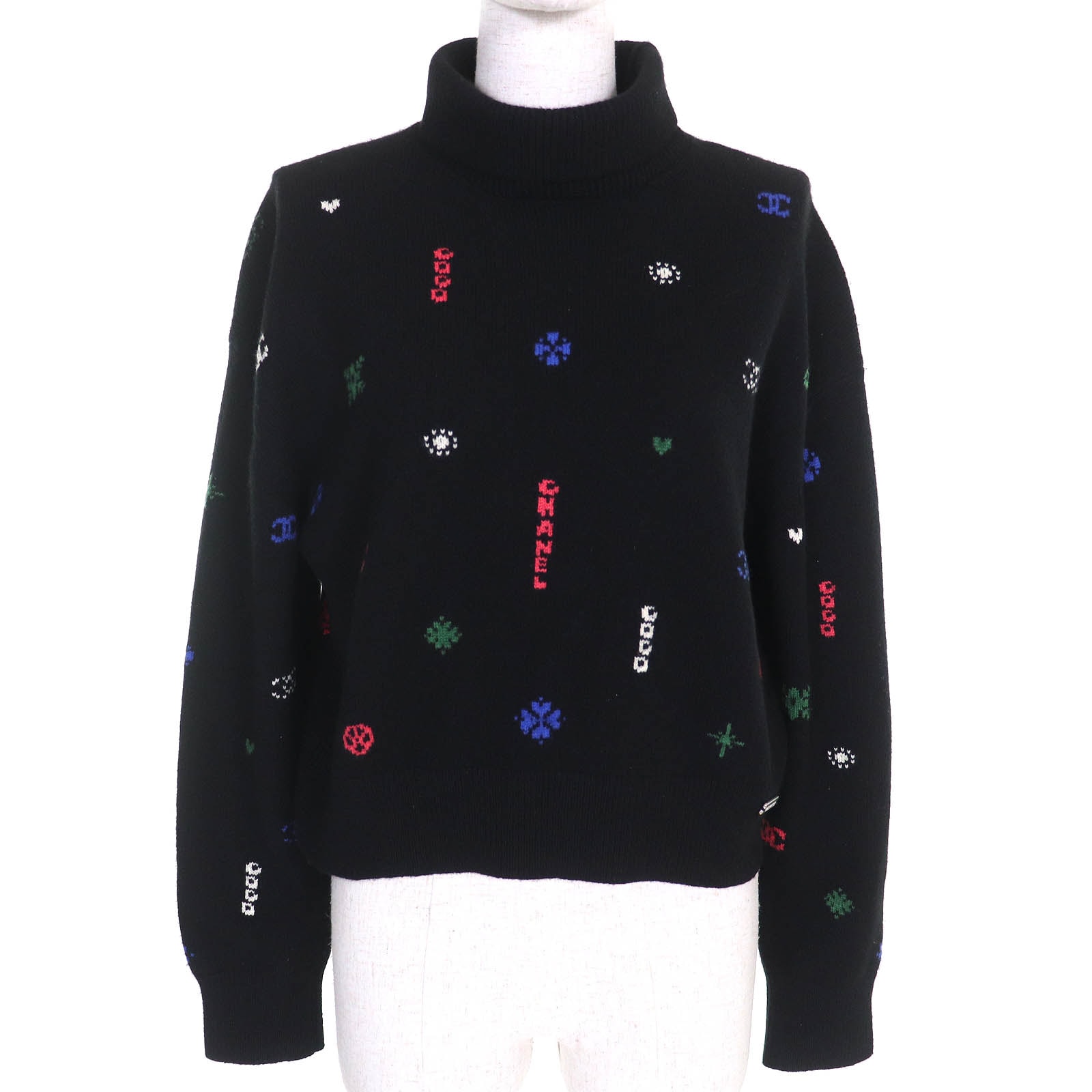 極美品 シャネル ココマーク 長袖 ニット ブラック 36 P70647 21N