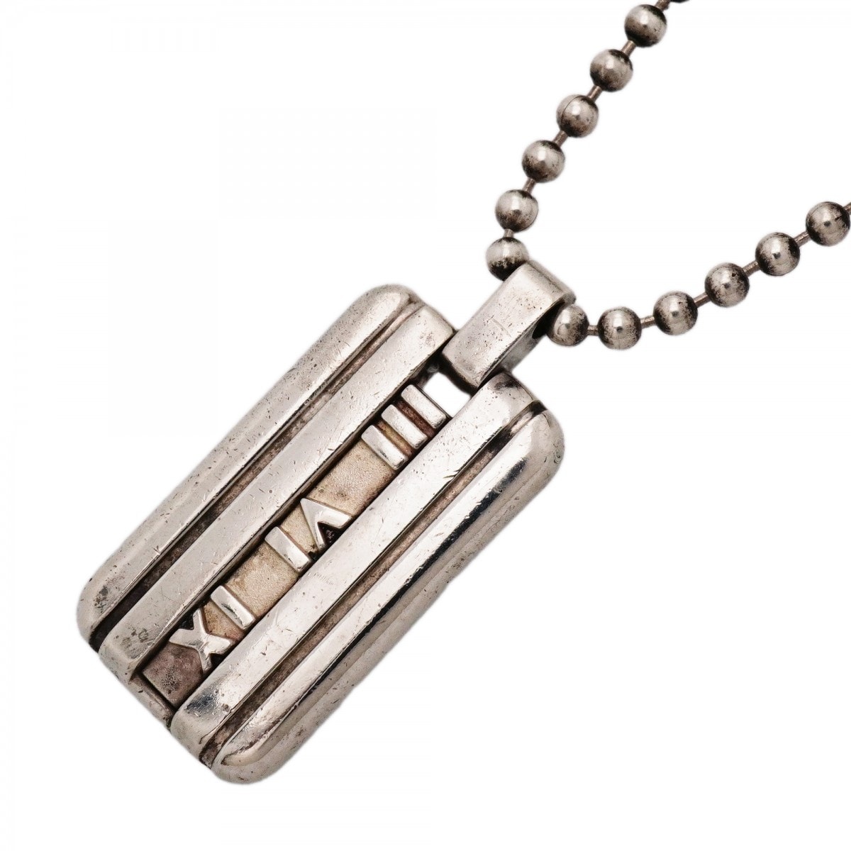 【6jcb0608-k】ティファニー ネックレス アトラス プレート/ボールチェーン シルバー925【中古】メンズ レディース ユニセックス