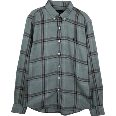 古着 ラルフローレン Ralph Lauren POLO RALPH LAUREN SLIM FIT 長袖 ボタンダウンチェックシャツ メンズL相当/eaa610937