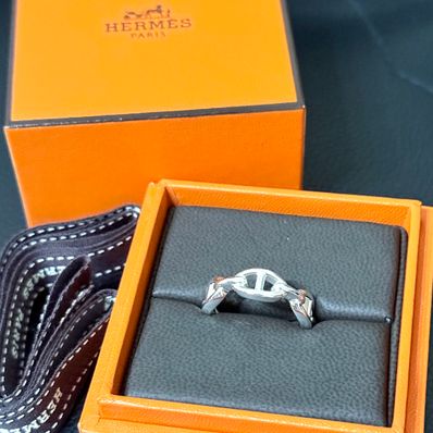 Hermes Chaine D'ancre Enchainee Ring Small Model "Silver"