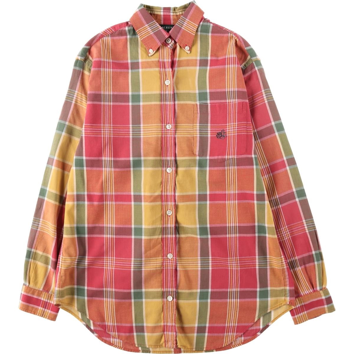 古着 ラルフローレン Ralph Lauren LAUREN ローレン 長袖 ボタンダウンチェックシャツ レディースS相当/eaa652783