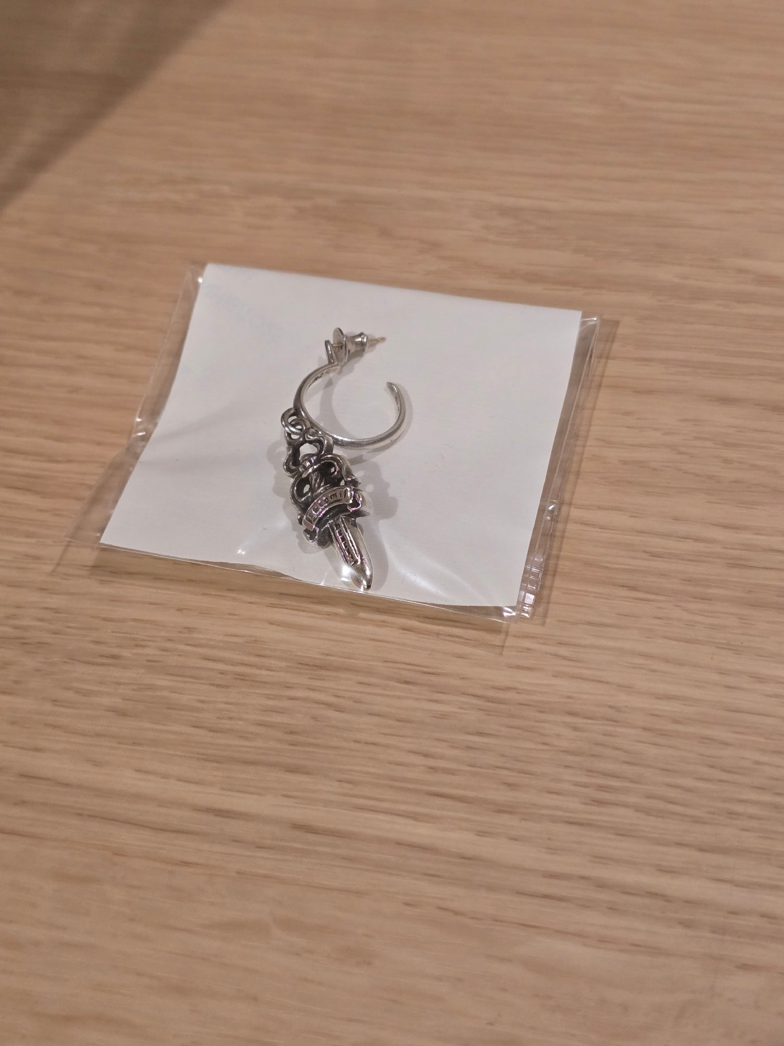 Chrome Hearts #5 Dagger Charm On Hoop Earrings "Silver"