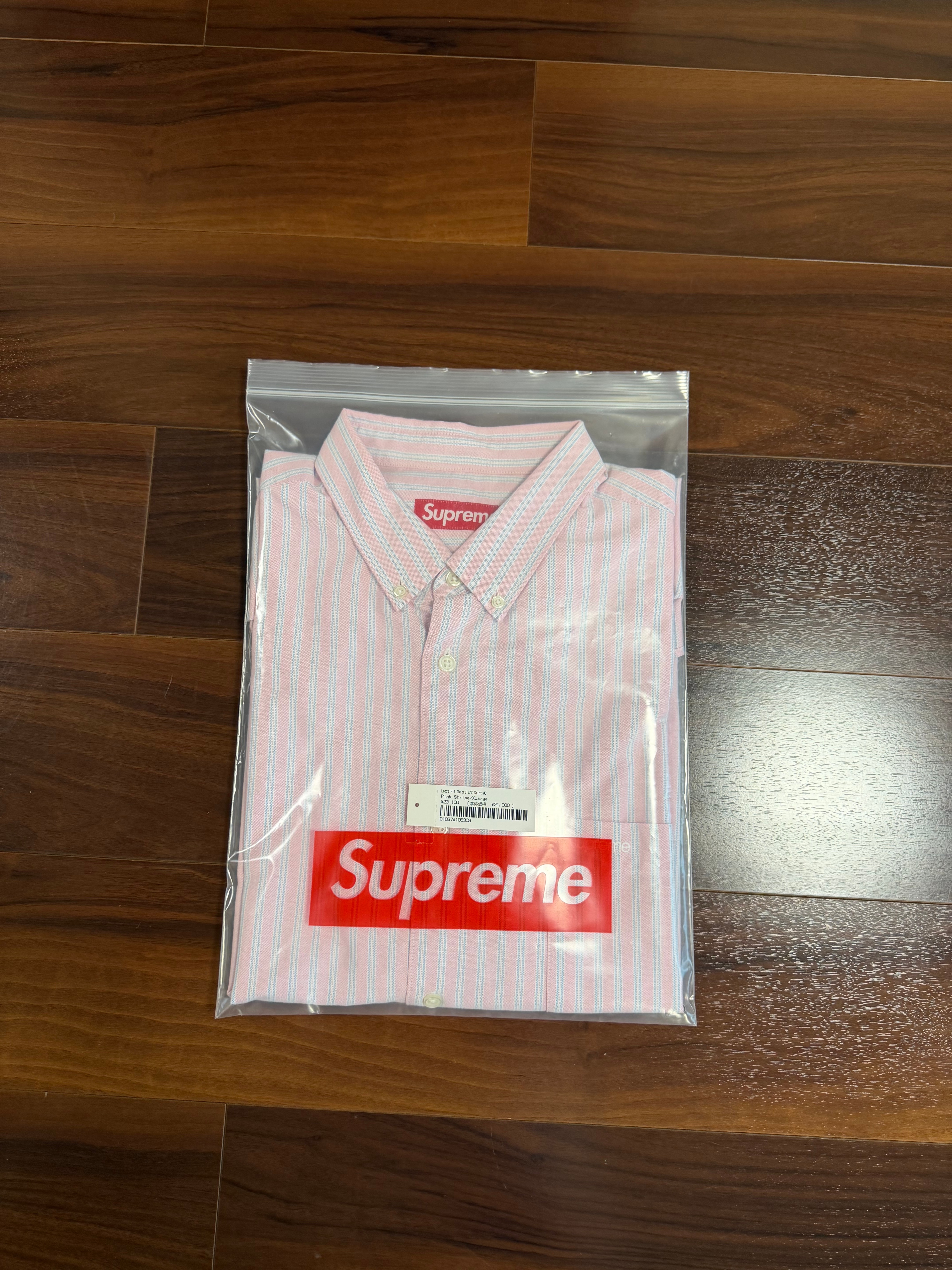 Supreme Loose Fit Oxford S/S Shirt "Pink Stripe" (25SS)