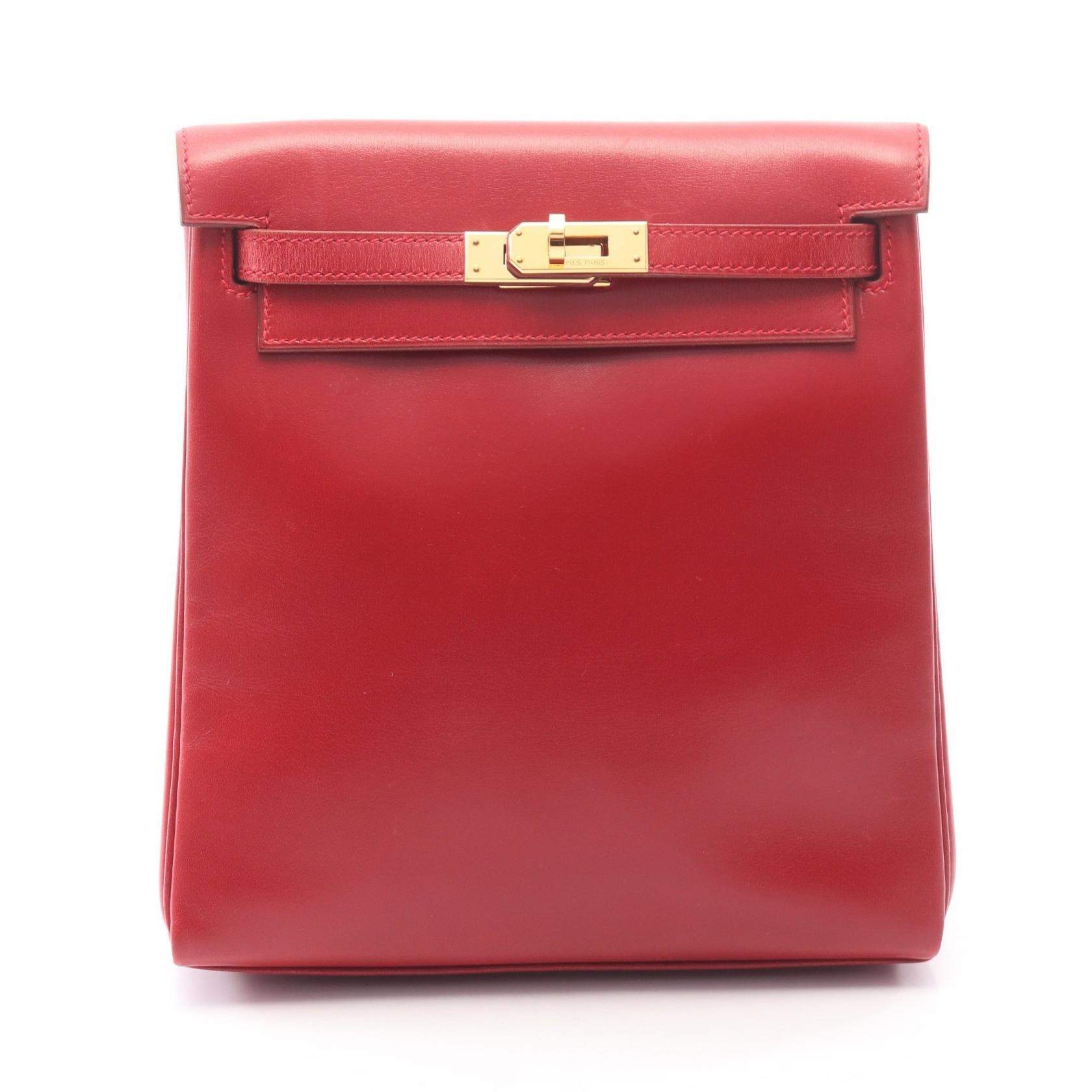 エルメス HERMES ケリーアドPM リュックサック バックパック バッグ カーフ(牛革) ボックスカーフ ルージュヴィフ □C刻印(1999年製造) レディース レッド系 【中古】