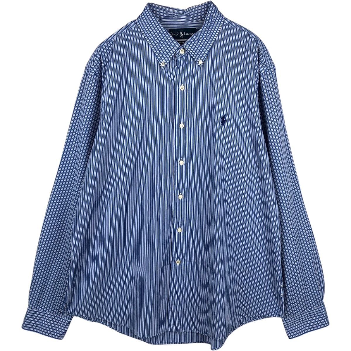 古着 ラルフローレン Ralph Lauren CUSTOM FIT マルチストライプ 長袖 ボタンダウンストライプシャツ メンズXL相当/eaa678034