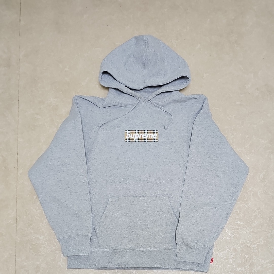 Supreme / Burberry Box Logo Hooded Sweatshirt "Heather Grey"