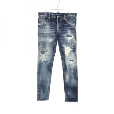ディースクエアード DSQUARED2 SKATER ダメージ ペイント加工 デニムパンツ 衣料品 ボトムス コットン メンズ ネイビー系 【中古】