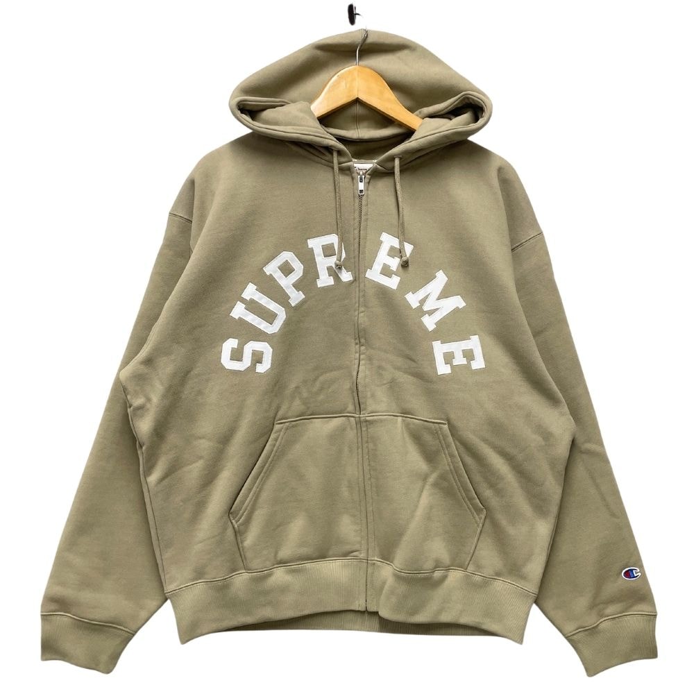 Supreme x Champion Zip Up Hooded Sweatshirt "Tan"
