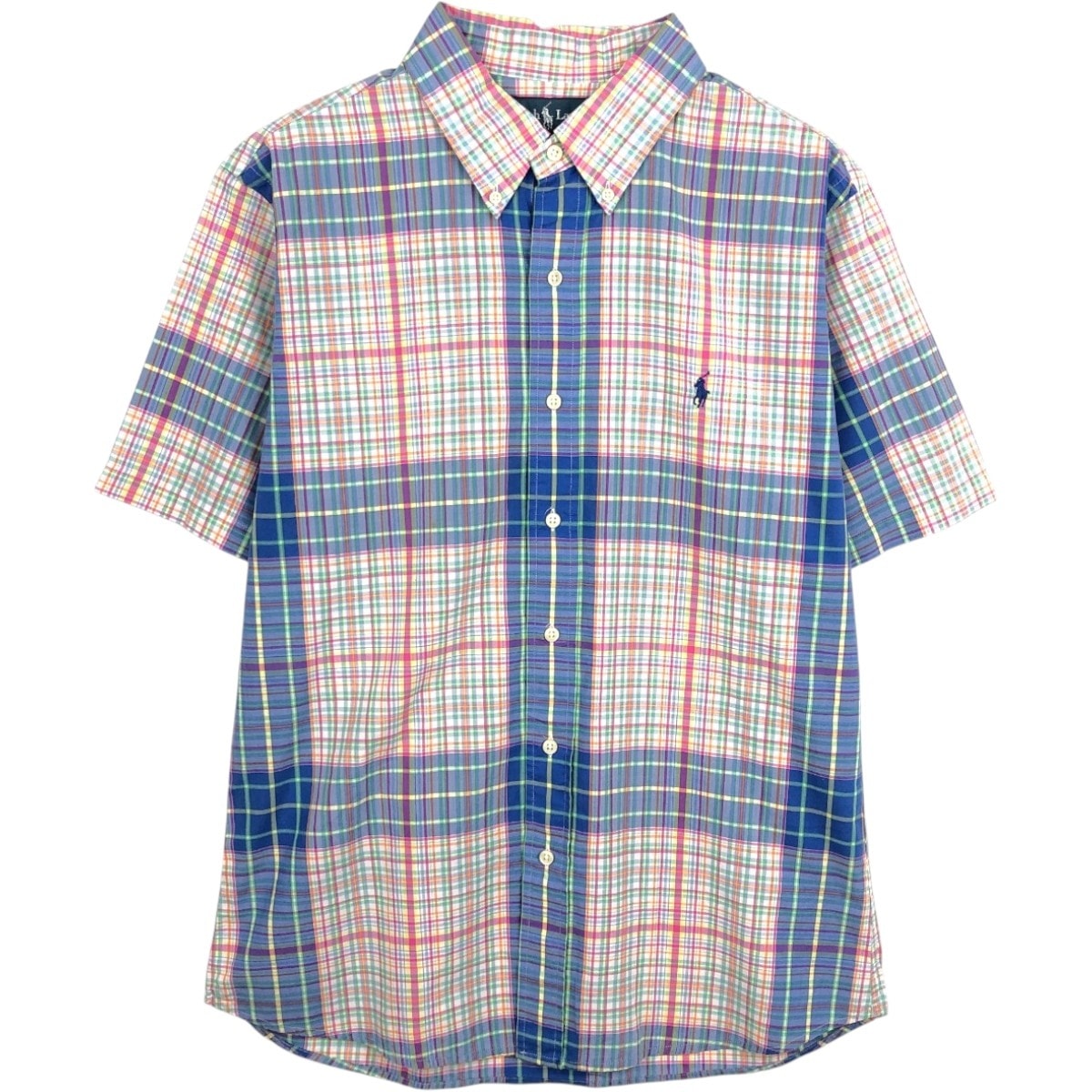 古着 ラルフローレン Ralph Lauren CUSTOM FIT マドラスチェック 半袖 ボタンダウン チェックシャツ メンズXL相当/eaa668609