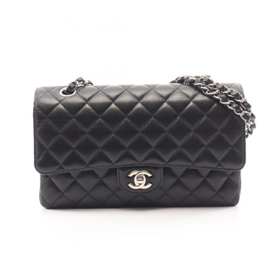 シャネル CHANEL マトラッセ Wフラップ ショルダーバッグ バッグ カーフ(牛革) レディース ブラック系 【中古】