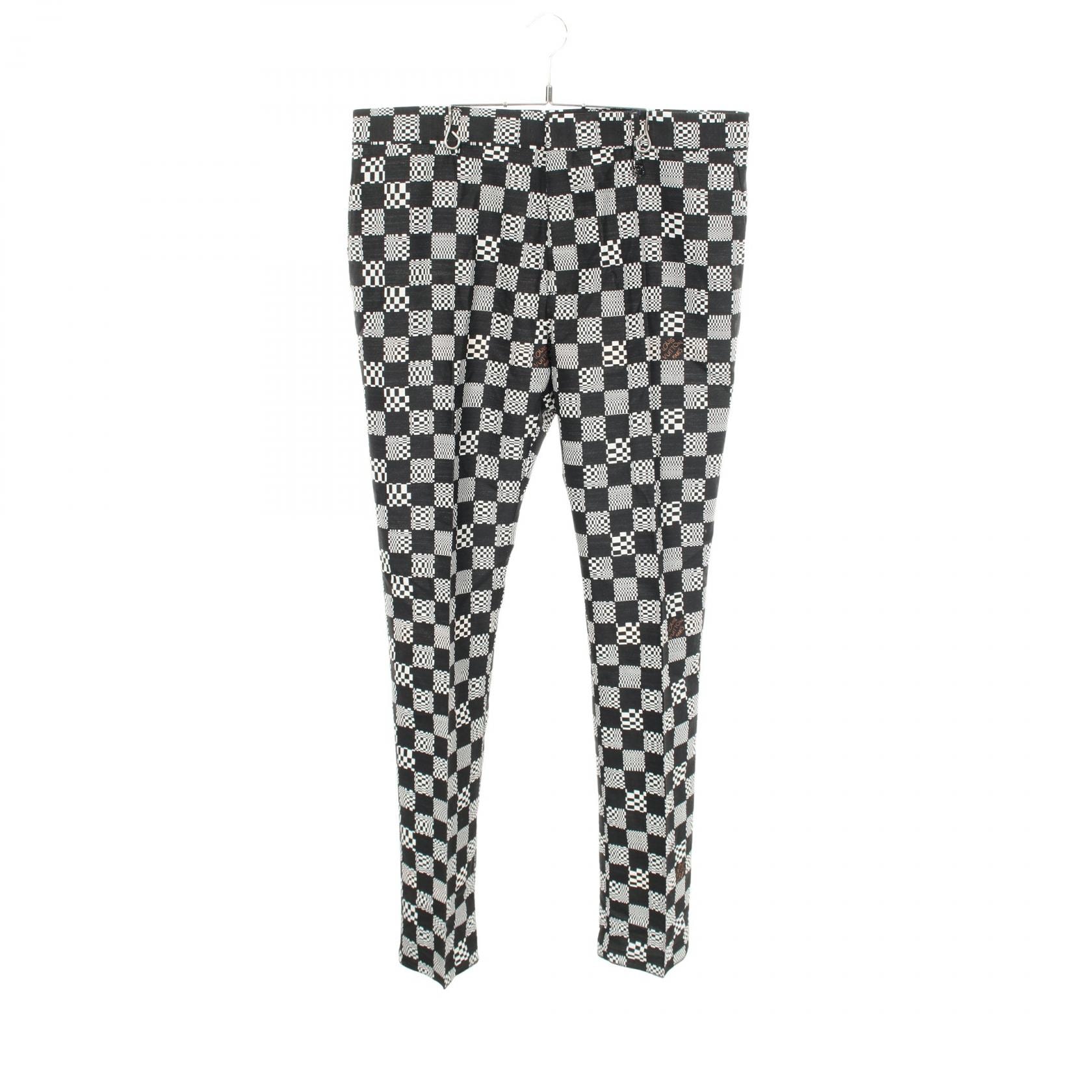 ルイ・ヴィトン LOUIS VUITTON ディストーテッド ダミエ パンツ 衣料品 ボトムス ウール ポリエステル メンズ ブラック系 / ホワイト系 RM211 ZXY HKP85W 【中古】