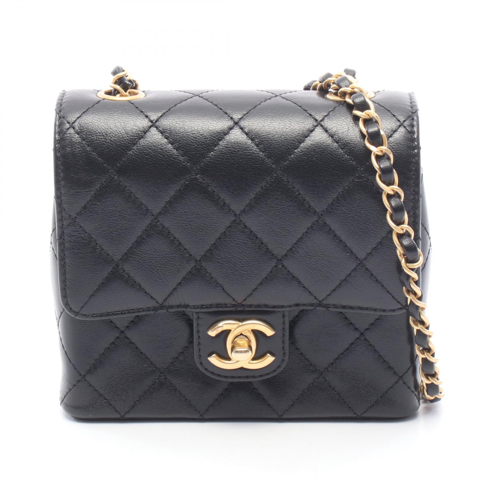シャネル CHANEL マトラッセ スモールフラップ ショルダーバッグ バッグ レザー レディース ブラック系 【中古】