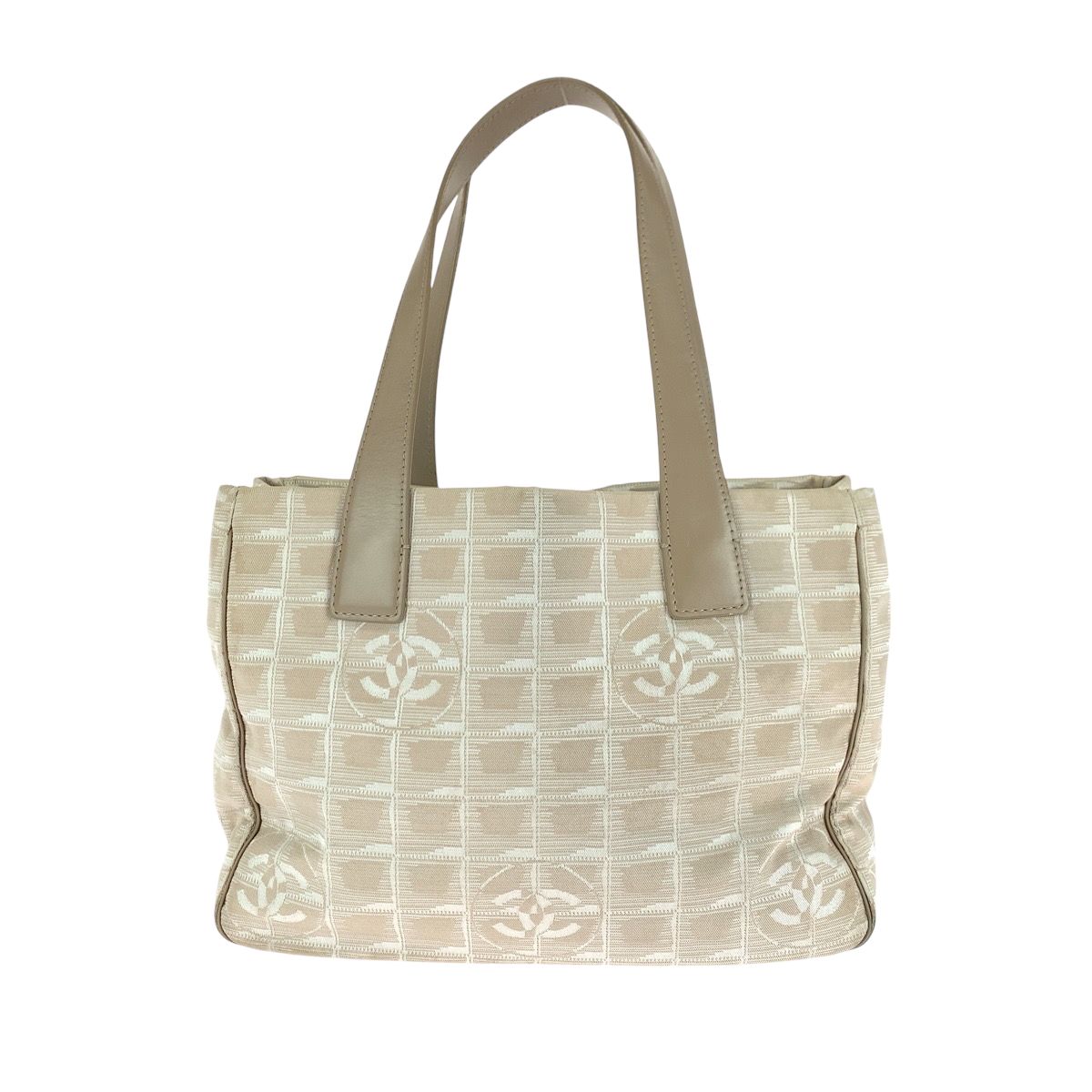 CHANEL シャネル ニュートラベルライン ピンクベージュ ゴールド金具 キャンバス レザー/ トートバッグ ショルダーバッグ 500565 【中古】