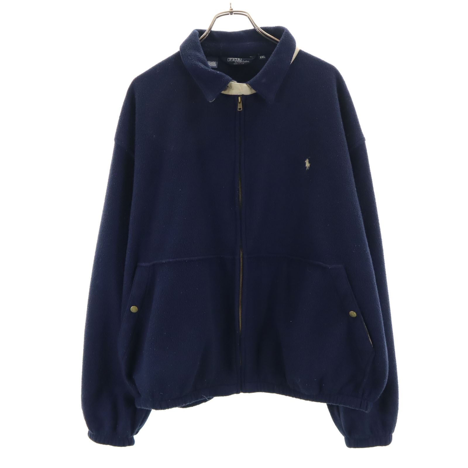 Polo by Ralph Lauren ポロバイラルフローレン 90s USA製 オールド スウィングトップ フリースジャケット XXL ネイビー ボア