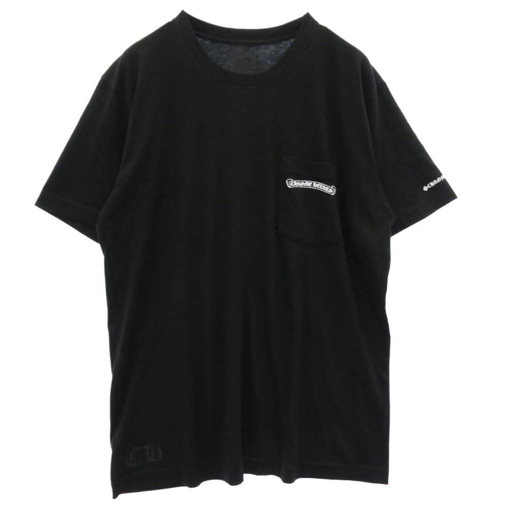 CHROME HEARTS クロムハーツ(原本無) Tシャツ 国内正規品 スクロール ラベル ポケット プリント 半袖 Tシャツ ブラック系 L【美品】【中古】