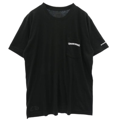CHROME HEARTS クロムハーツ(原本無) Tシャツ 国内正規品 スクロール ラベル ポケット プリント 半袖 Tシャツ ブラック系 L【美品】【中古】