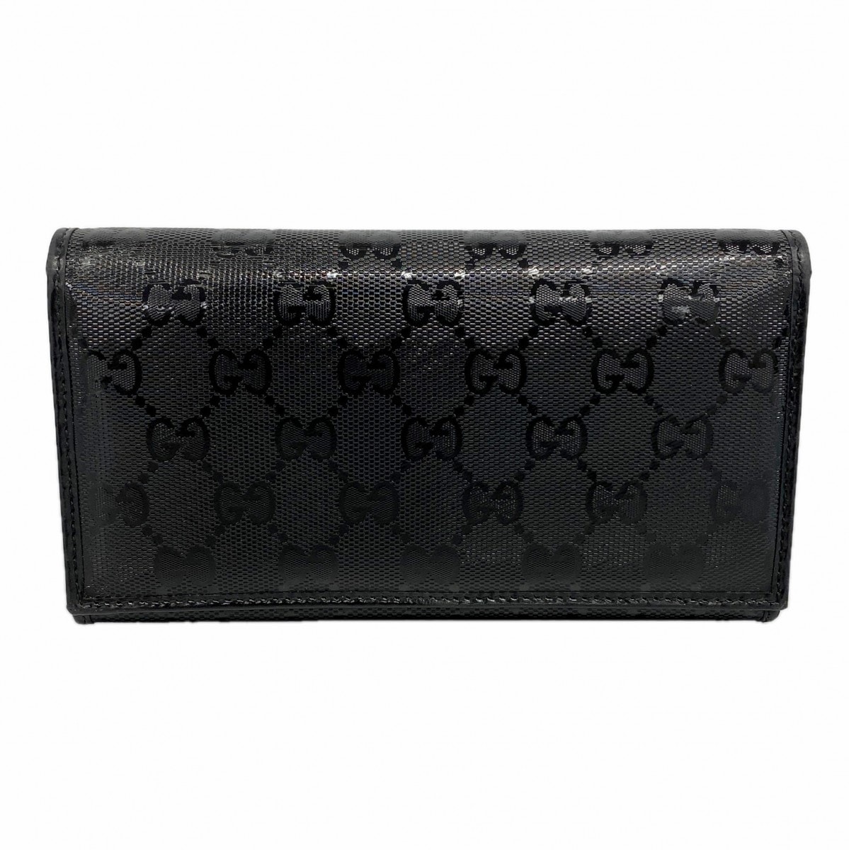 【6de5719-k】グッチ 長財布 GGインプリメ 245908 PVC ブラック シルバー金具【中古】レディース