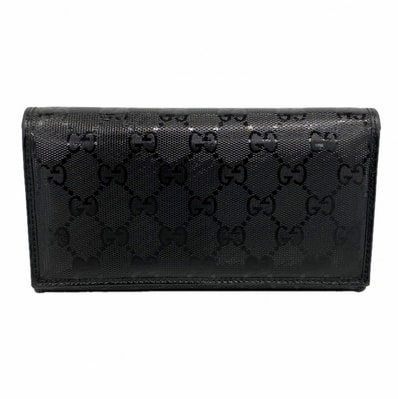【6de5719-k】グッチ 長財布 GGインプリメ 245908 PVC ブラック シルバー金具【中古】レディース