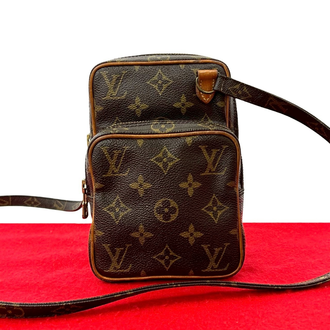 LOUIS VUITTON ルイヴィトン アマゾン モノグラム レザー PVC ショルダーバッグ ブラウン
 g452c