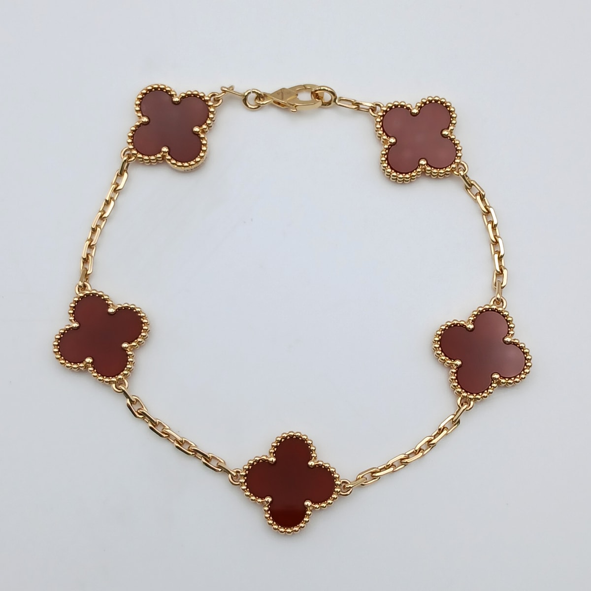 Van Cleef & Arpels ヴァンクリーフ&アーペル ヴィンテージ アルハンブラ ブレスレット 5P カーネリアン 750YG ブレスレット VCARD35500 K18イエローゴールド イエローゴールド  レディース【中古】