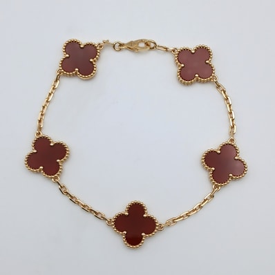 Van Cleef & Arpels ヴァンクリーフ&アーペル ヴィンテージ アルハンブラ ブレスレット 5P カーネリアン 750YG ブレスレット VCARD35500 K18イエローゴールド イエローゴールド レディース【中古】
