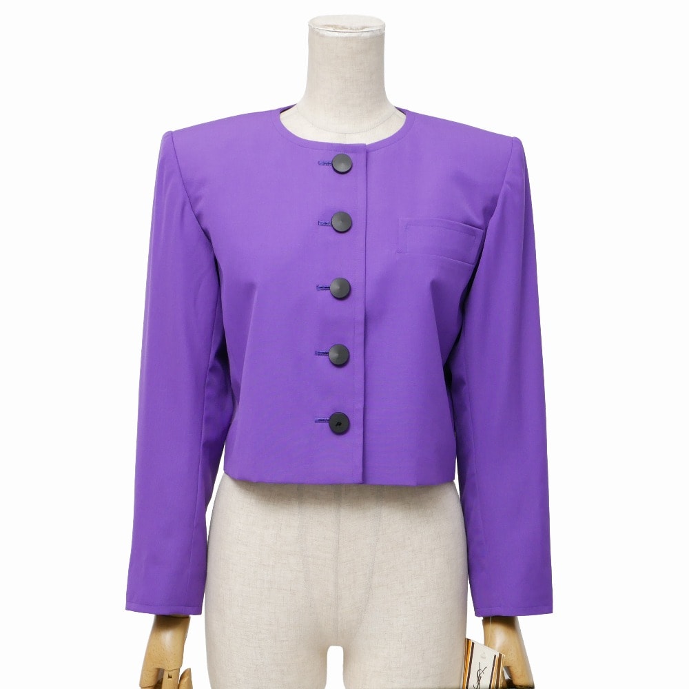 ■未使用品■YVES SAINT LAURENT イヴ・サンローラン ヴィンテージ ノーカラージャケット サイズS 20260409/RA8772