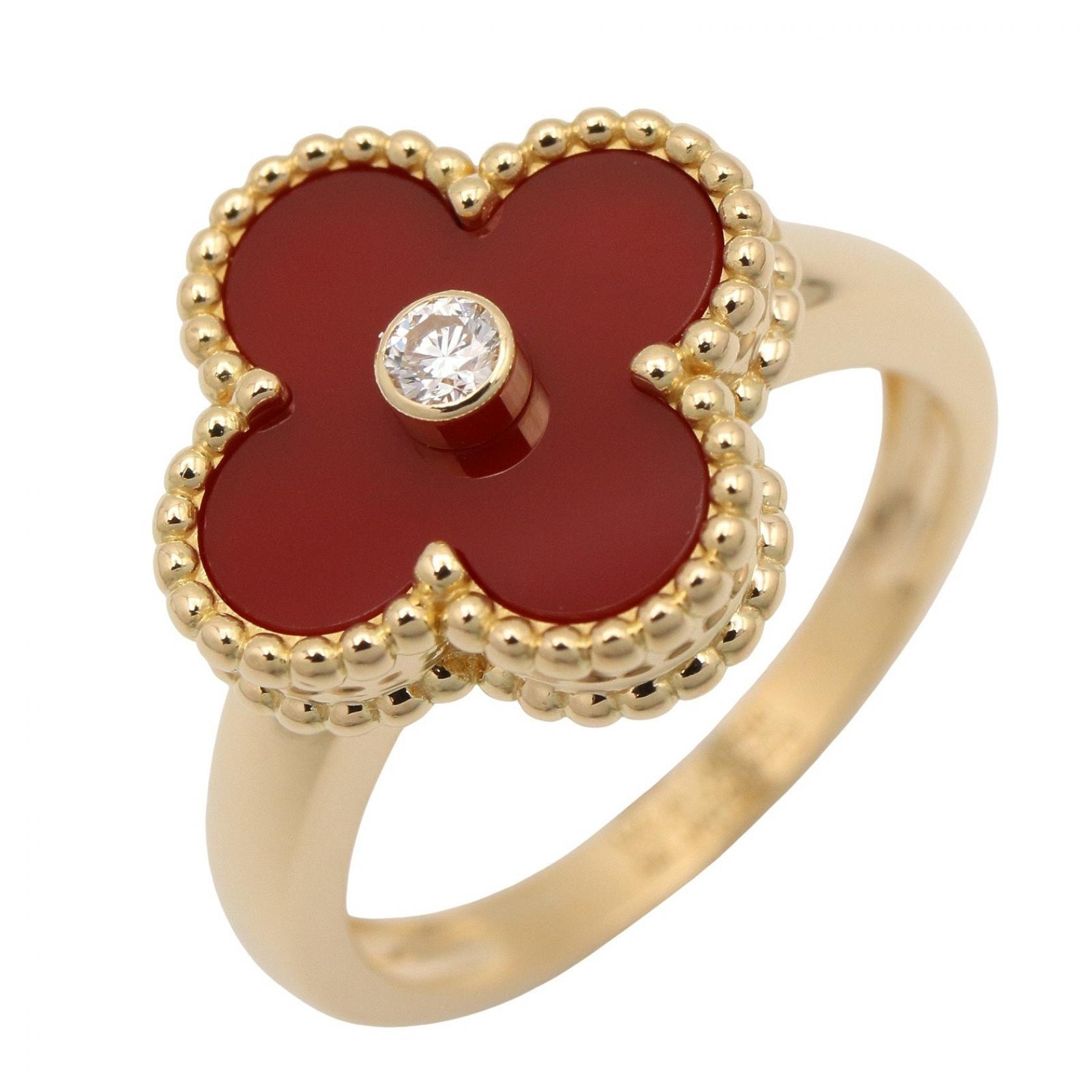 ヴァンクリーフ&アーペル Van Cleef & Arpels ヴィンテージアルハンブラ 1PD リング カーネリアン リング・指輪 ジュエリー K18(イエローゴールド) ダイヤモンド カーネリアン レディース レッド系 / クリア系