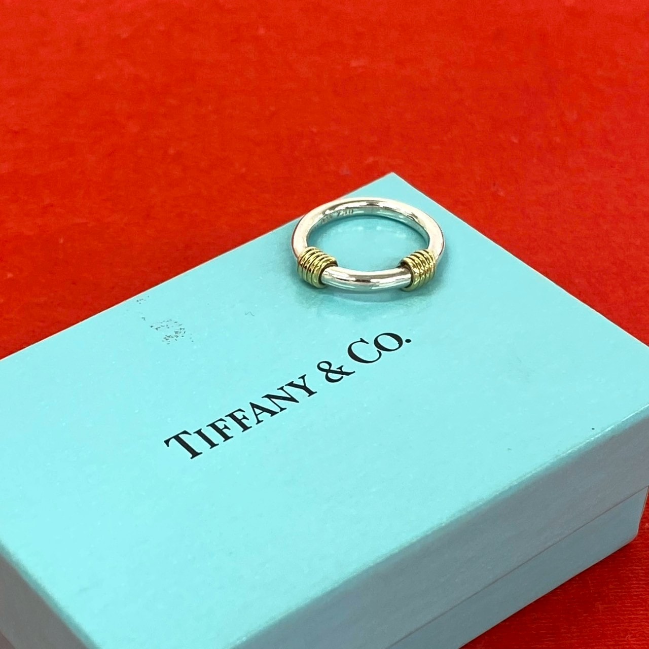 TIFFANY&Co. ティファニー バンドウィズ 2ワイヤー リング シルバー925 K18イエローゴールド リング・指輪 4号 シルバー
 00052