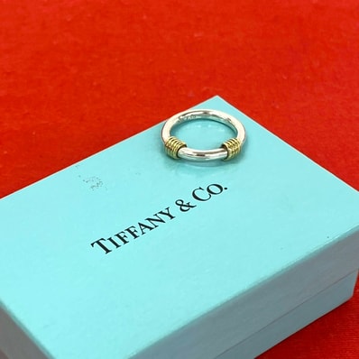 TIFFANY&Co. ティファニー バンドウィズ 2ワイヤー リング シルバー925 K18イエローゴールド リング・指輪 4号 シルバー
00052