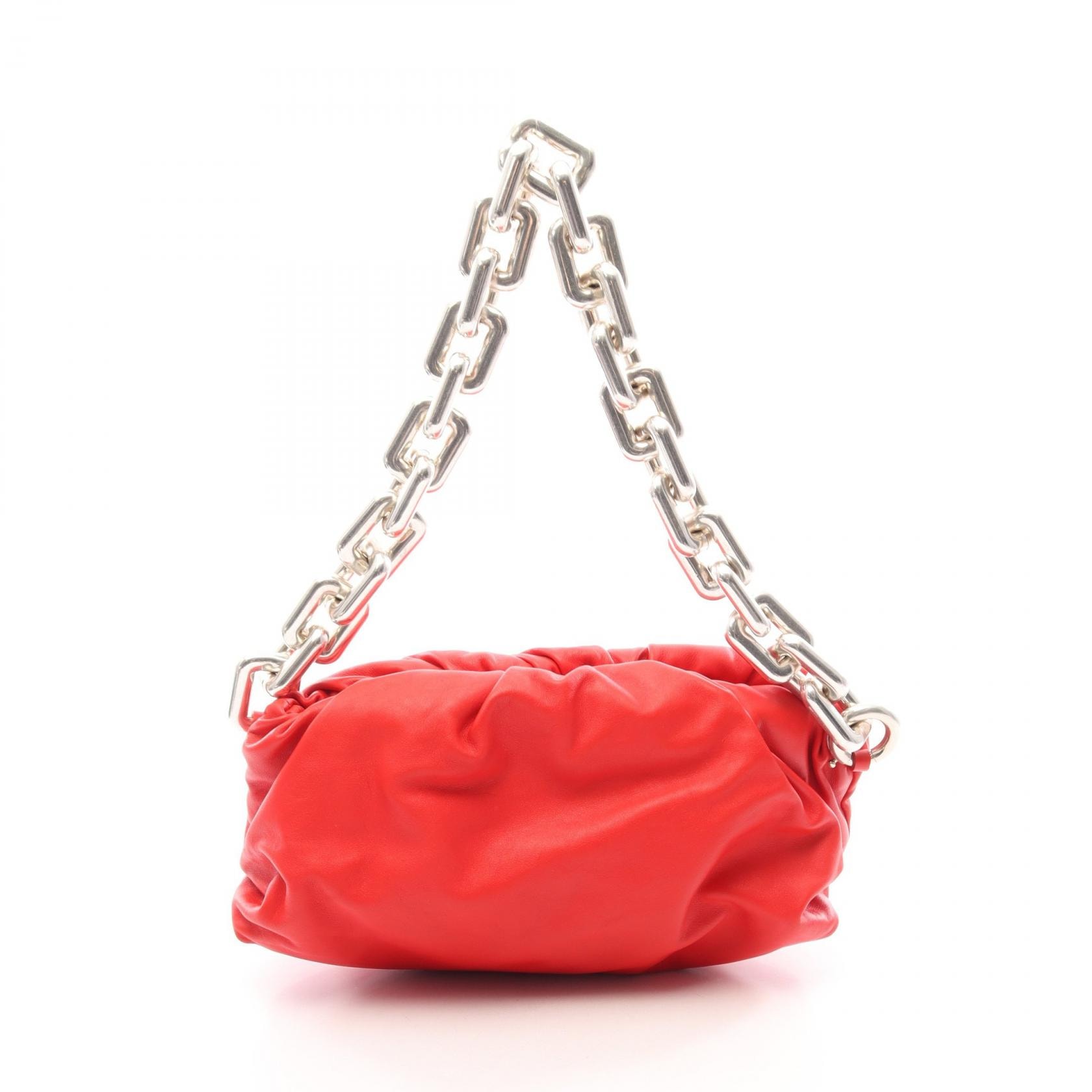 ボッテガヴェネタ BOTTEGA VENETA ザ チェーン ポーチ ショルダーバッグ バッグ レザー レディース レッド系 【中古】