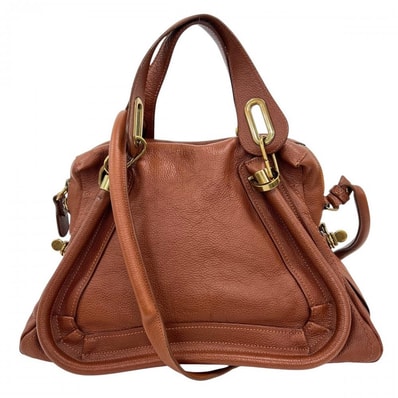 Chloe クロエ ショルダーバッグ パラティ ロゴ刻印 肩掛け 8HS891 グレインカーフレザー ブラウン 茶 ゴールド金具 レディース【中古品】