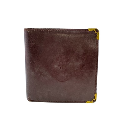 カルティエ CARTIER 二つ折り財布 エンボスロゴ マストライン レッド