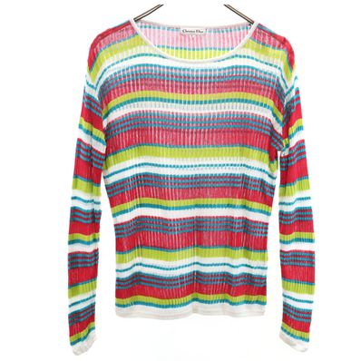Christian Dior クリスチャンディオール オールド マルチカラー 長袖 ボーダー ニット L